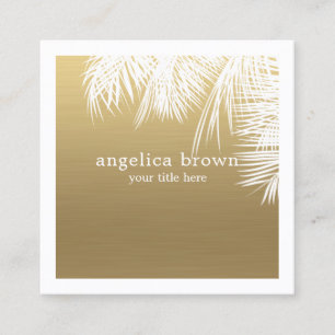 Faux Gold Tropical Square Business Card