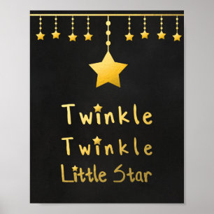Faux gold Twinkle Twinkle Little star gray stars Poster