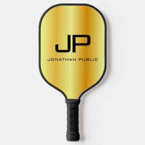 Faux Gold Two Sides Monogram Elegant Template Pickleball Paddle