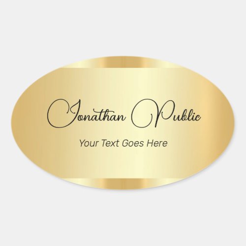 Faux Gold Typography Script Template Trendy Oval Sticker