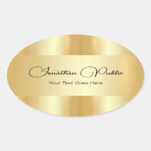 Faux Gold Typography Script Template Trendy Oval Sticker