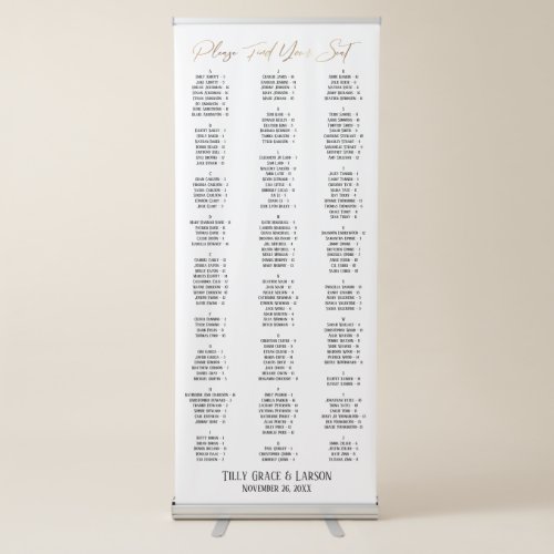 Faux Gold Typography Seating Chart 170 Names Retractable Banner