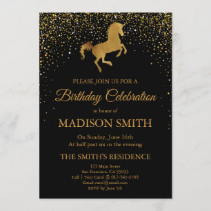 Faux Gold Unicorn Birthday Invitation