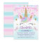 faux Gold Unicorn Rainbow 1st Birthday Invitation