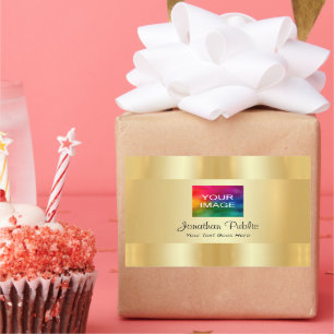 Faux Gold Upload Your Photo or Business Logo Rectangular Sticker