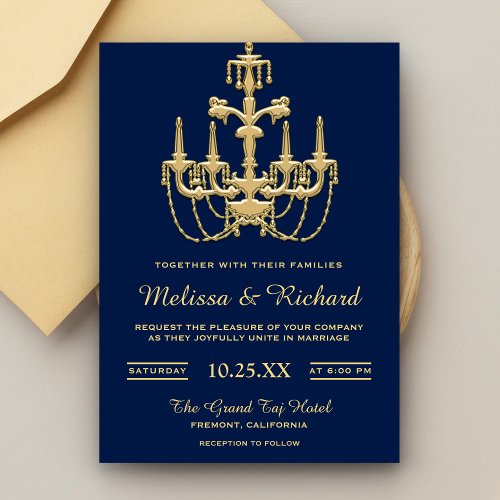 Faux Gold Vintage Chandelier Wedding Invitation