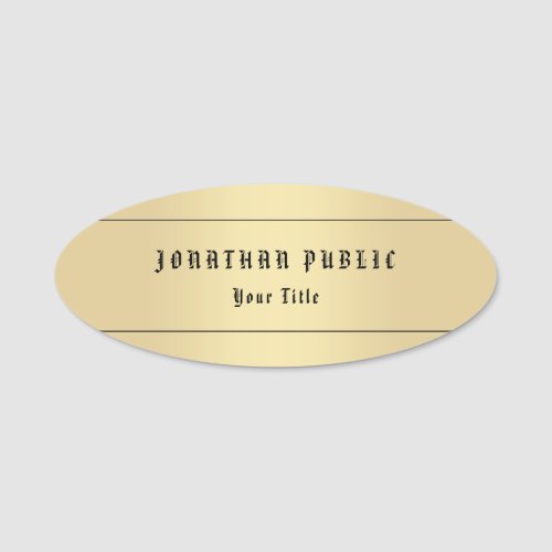 Faux Gold Vintage Look Old Text Template Glamorous Name Tag