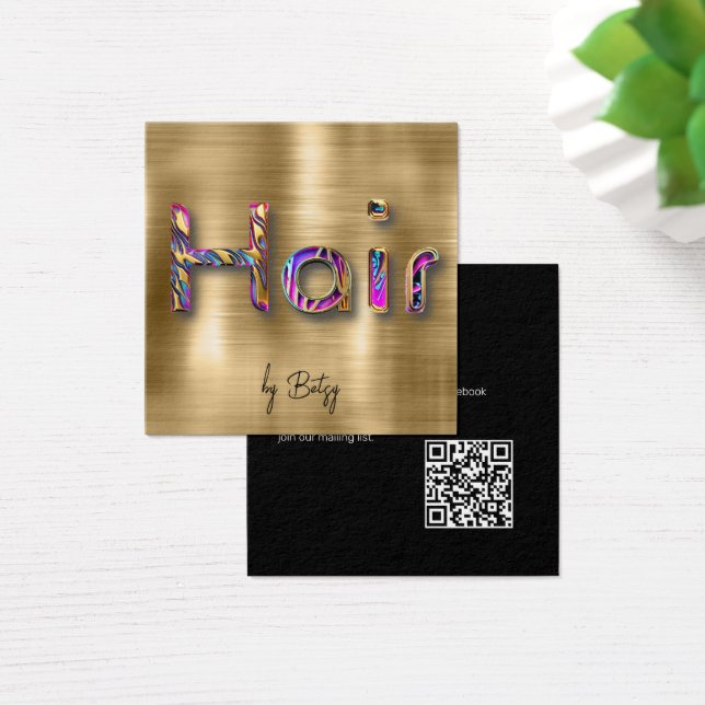 Faux Gold w Jewel tones Hair Stylist Business Card (Desk)