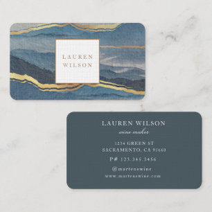 Faux Gold Watercolor Landscape Business Card