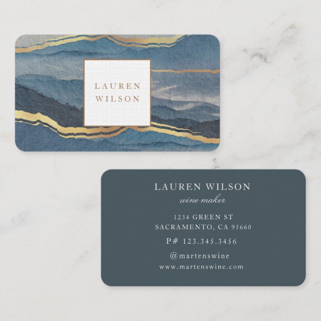 Faux Gold Watercolor Landscape  Business Card (Front/Back)