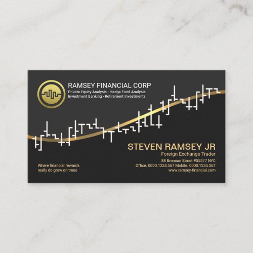 Faux Gold Wave White Stock Exchange Graph Forex Business Card