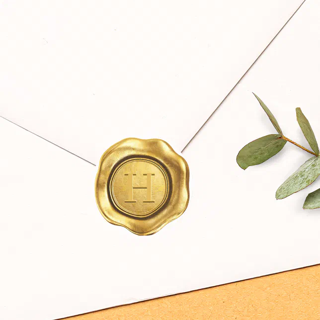 Faux Gold Wax Monogram Wedding Classic Round Sticker Zazzle