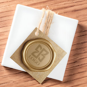 Faux Gold Wax Seal Custom Logo Square Favor Tags