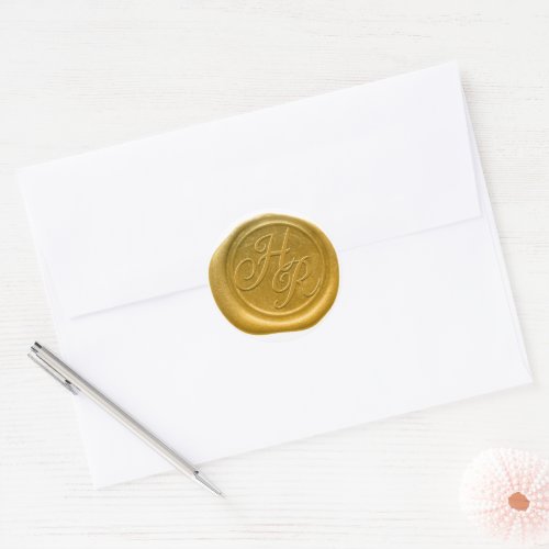 Faux Gold Wax Wedding Monogram Envelope Seal