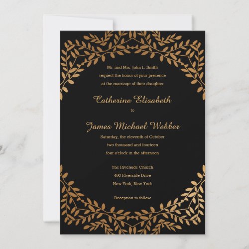 Faux Gold Wedding Invite Hosted by Brides Parents