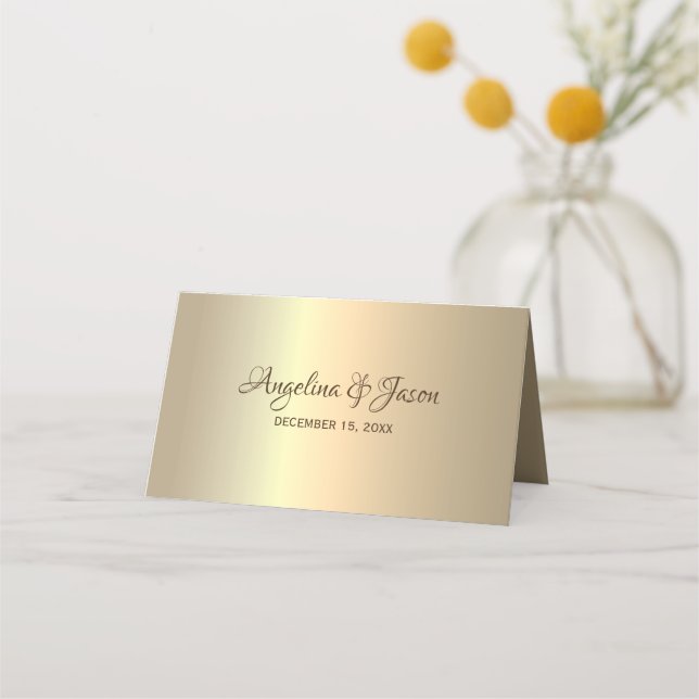 Faux Gold Wedding Place Card (Back)