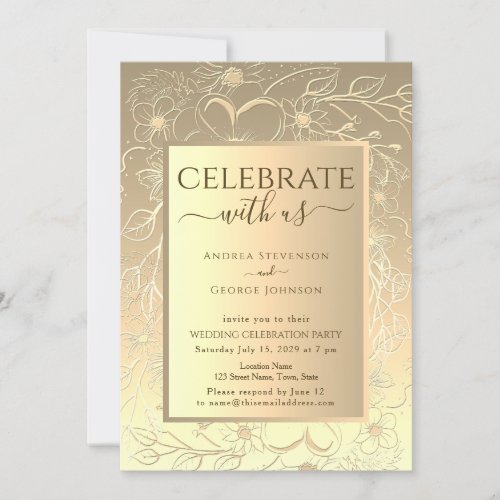 Faux Gold Wedding Reception_Only Invitation