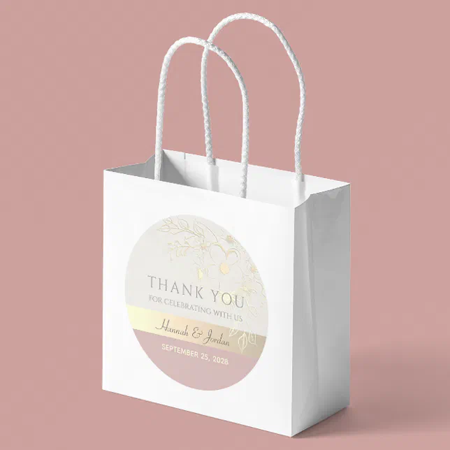 Faux Gold Wedding Thank You Favor Classic Round Sticker Zazzle 7871