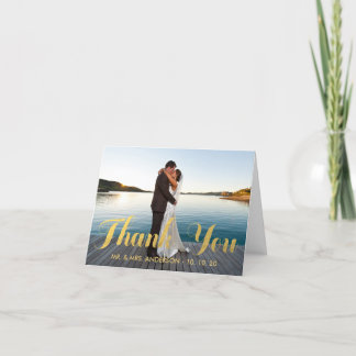 FAUX GOLD WEDDING THANK YOU WITH PHOTO NOTECARD