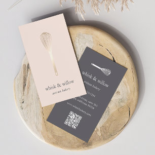 Faux Gold Whisk   Bakery   Chef   Caterer QR Code Business Card