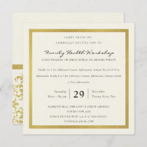 FAUX GOLD WHITE DAMASK CLASSIC WORKSHOP EVENT INVITATION