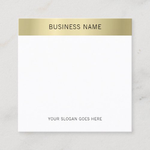Faux Gold White Elegant Modern Minimalist Template Square Business Card
