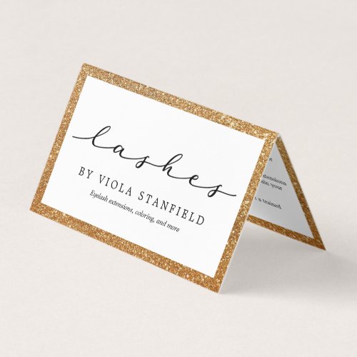 Faux Gold  White Lashes Aftercare Business Card
