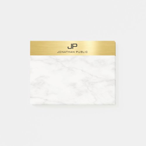 Faux Gold White Marble Elegant Modern Template Post_it Notes