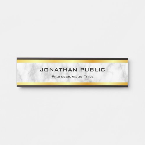 Faux Gold White Marble Elegant Template Door Sign