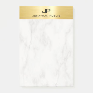 Faux Gold White Marble Elegant Trendy Modern Post-it Notes