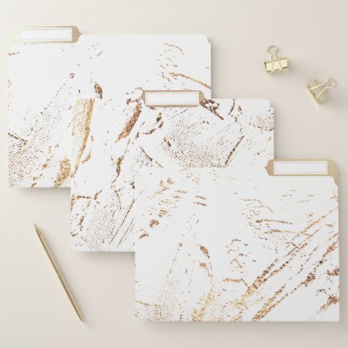 Faux gold white marble vein elegant foil shimmer file folder