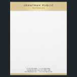 Faux Gold White Modern Elegant Glamour Template Letterhead<br><div class="desc">Faux Gold White Modern Elegant Glamour Template Letterhead.</div>