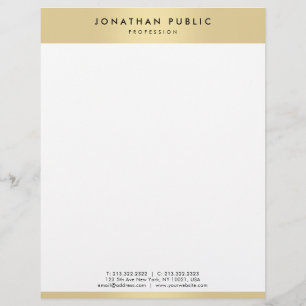 Faux Gold White Modern Elegant Glamour Template Letterhead