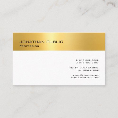 Faux Gold White Modern Professional Minimalistic Business Card