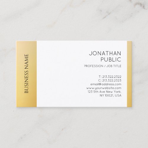 Faux Gold White Professional Modern Template Business Card