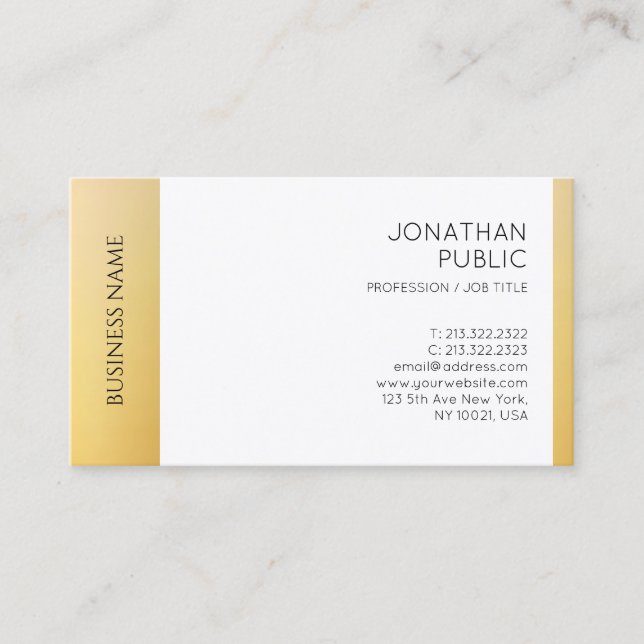 Faux Gold White Professional Modern Template Business Card (Front)