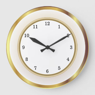 Faux Gold White Trim Arabic Numbers Large Clock
