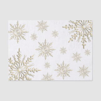 Faux Gold Winter Snowflakes on White Tissue Paper