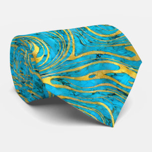 Faux Gold with Turquoise Blue Neck Tie