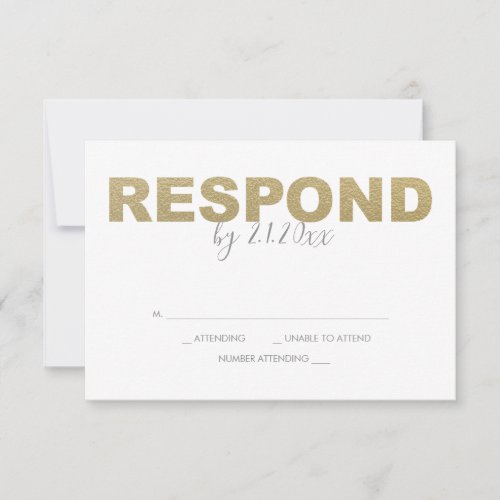 Faux Gold XO Reply RSVP Cards