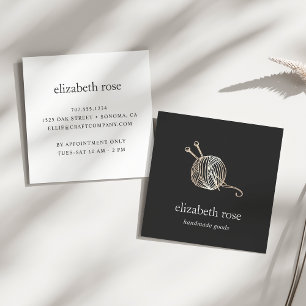 Faux Gold Yarn Knitting Crochet Handmade Crafts Square Business Card