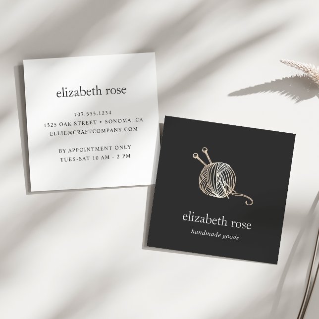 Faux Gold Yarn | Knitting Crochet Handmade Crafts Square Business Card (Creator Uploaded)
