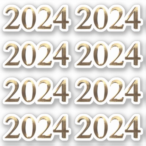 Faux Gold Year Number Happy New Year 2024 Sticker