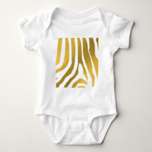 Faux Gold Zebra Print Stripes Pattern Baby Bodysuit