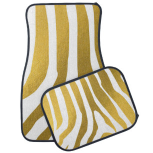 Faux Gold Zebra Print Stripes Pattern Car Floor Mat