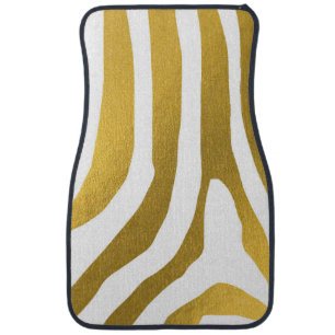 Faux Gold Zebra Print Stripes Pattern Car Floor Mat