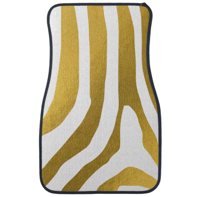 Faux Gold Zebra Print Stripes Pattern Car Floor Mat (Front)