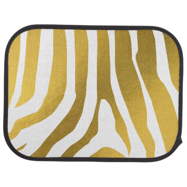 Faux Gold Zebra Print Stripes Pattern Car Floor Mat (Rear)