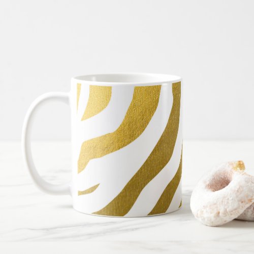 Faux Gold Zebra Print Stripes Pattern Coffee Mug