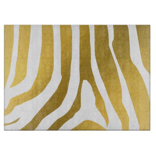 Faux Gold Zebra Print Stripes Pattern Cutting Board